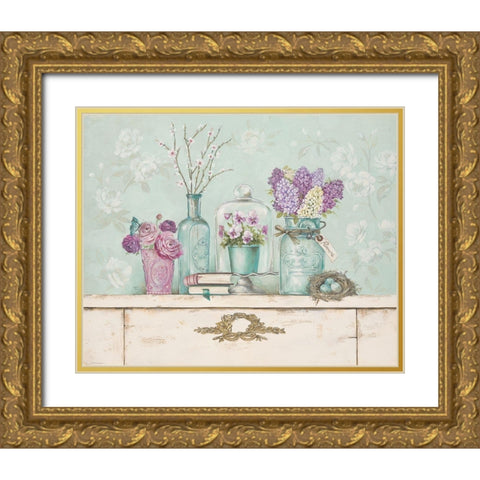Pretty Vignette 1 Gold Ornate Wood Framed Art Print with Double Matting by Ferri, Stefania
