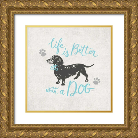 Life IS Better Gold Ornate Wood Framed Art Print with Double Matting by Ferri, Stefania