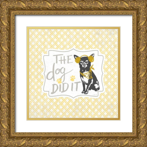 The Dog Did It Gold Ornate Wood Framed Art Print with Double Matting by Ferri, Stefania