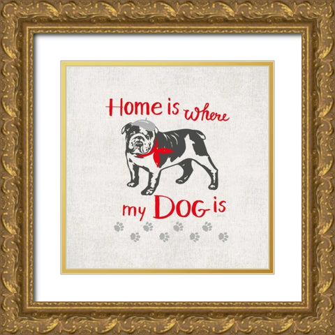 HOME Is Gold Ornate Wood Framed Art Print with Double Matting by Ferri, Stefania