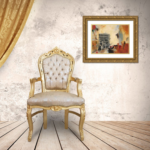 Bicycle Abstract 1 Gold Ornate Wood Framed Art Print with Double Matting by Villarreal Villarreal, Gabriela