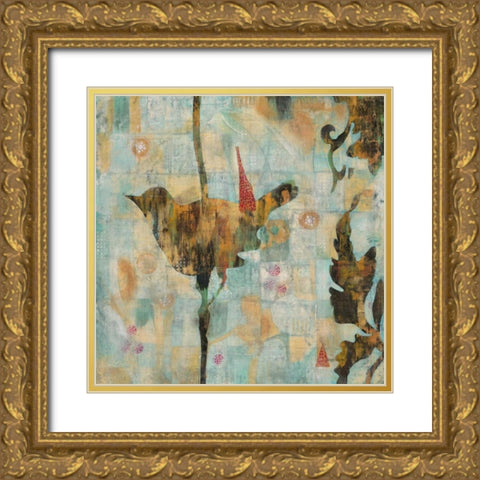 Aviary Purch Gold Ornate Wood Framed Art Print with Double Matting by Villarreal Villarreal, Gabriela