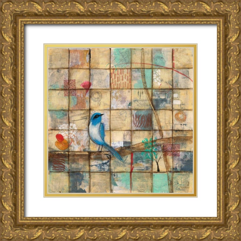 Bluebird Summer Gold Ornate Wood Framed Art Print with Double Matting by Villarreal Villarreal, Gabriela