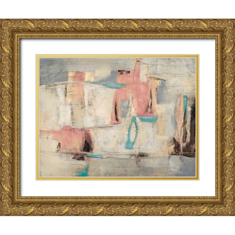 Abstract Cocktail Party 4 - Pastel Gold Ornate Wood Framed Art Print with Double Matting by Villarreal Villarreal, Gabriela
