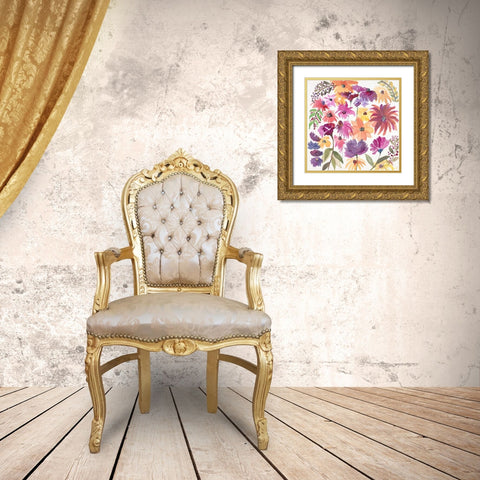 Playful Dancing Garden Gold Ornate Wood Framed Art Print with Double Matting by Gold, Lora