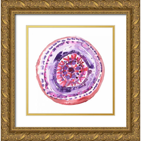 Happy Mandala 1 Gold Ornate Wood Framed Art Print with Double Matting by Gold, Lora