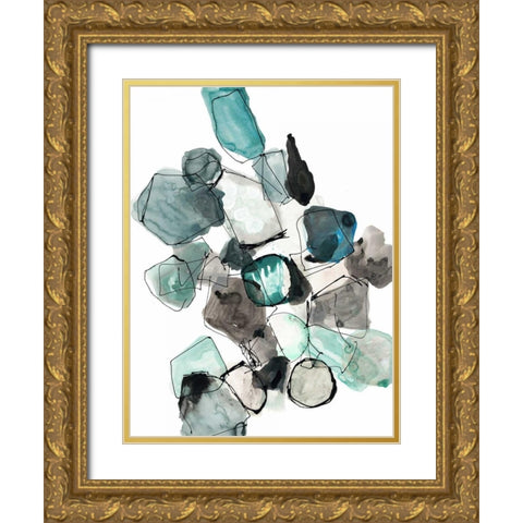 Geometric Pools Gold Ornate Wood Framed Art Print with Double Matting by Gold, Lora