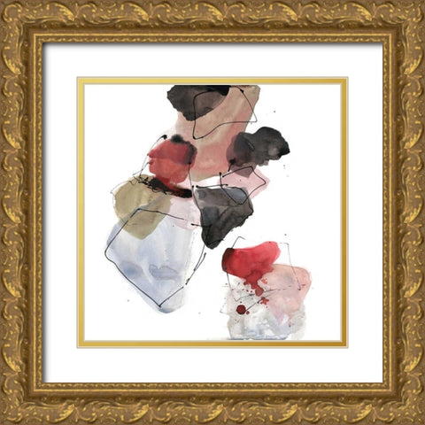 Gestural Geometrics 1 Gold Ornate Wood Framed Art Print with Double Matting by Gold, Lora