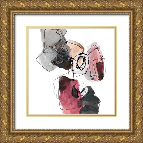 Gestural Geometrics 2 Gold Ornate Wood Framed Art Print with Double Matting by Gold, Lora