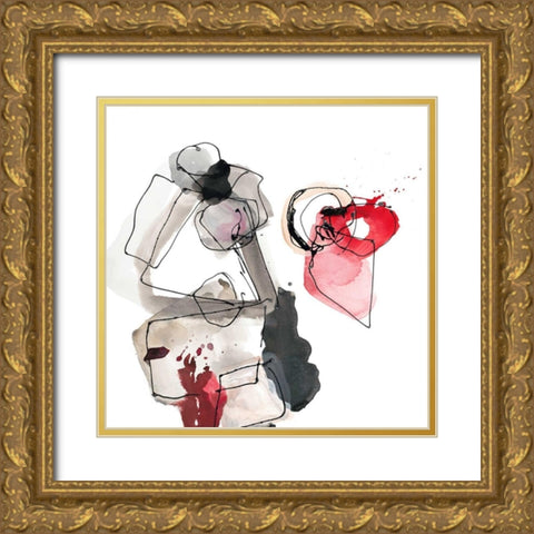 Gestural Geometrics 3 Gold Ornate Wood Framed Art Print with Double Matting by Gold, Lora