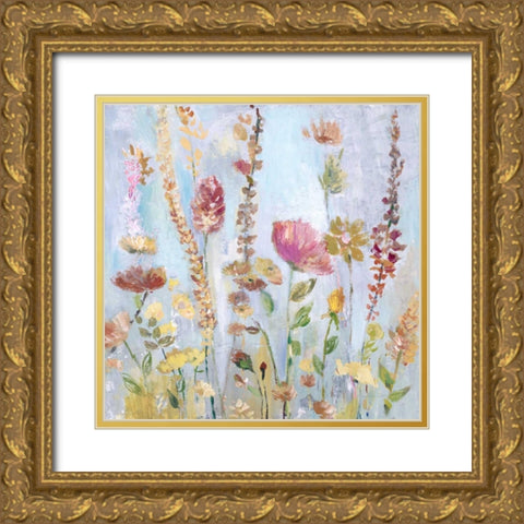 Raindrop Garden Gold Ornate Wood Framed Art Print with Double Matting by Gold, Lora