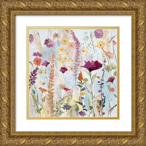 Rain Y Day Garden Gold Ornate Wood Framed Art Print with Double Matting by Gold, Lora
