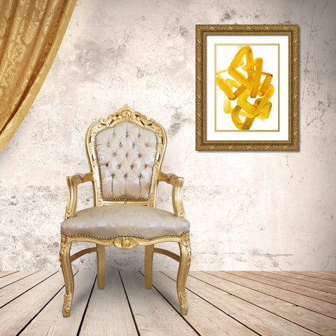 Gestural Brush 1 Gold Ornate Wood Framed Art Print with Double Matting by Gold, Lora