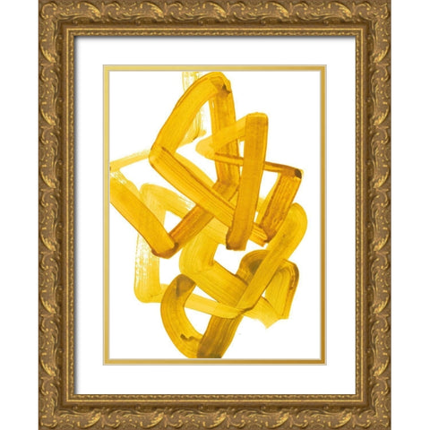 Gestural Brush 1 Gold Ornate Wood Framed Art Print with Double Matting by Gold, Lora