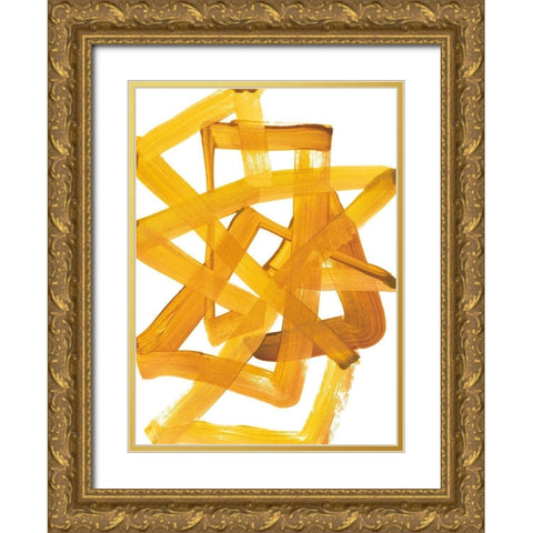 Gestural Brush 3 Gold Ornate Wood Framed Art Print with Double Matting by Gold, Lora