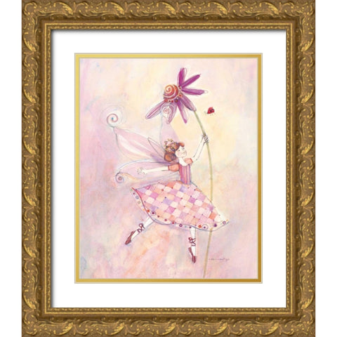 Fiona Floret Gold Ornate Wood Framed Art Print with Double Matting by Rawlings, Robin