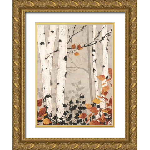 Birch Damask  Gold Ornate Wood Framed Art Print with Double Matting by Pluch, Melissa
