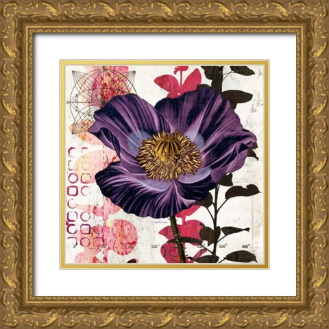 Plum Poppy Story Gold Ornate Wood Framed Art Print with Double Matting by Pluch, Melissa