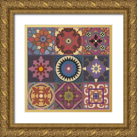 GLOBAL PATCHWORK Gold Ornate Wood Framed Art Print with Double Matting by Smith, Hope