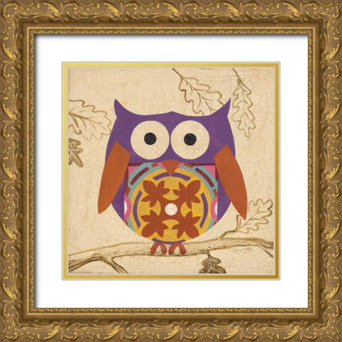 Plum Boho Owl Gold Ornate Wood Framed Art Print with Double Matting by Smith, Hope