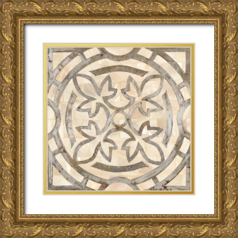 NATURAL MOROCCAN TILE 3 Gold Ornate Wood Framed Art Print with Double Matting by Smith, Hope