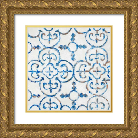 Delft Blue Pattern 1 Gold Ornate Wood Framed Art Print with Double Matting by Smith, Hope