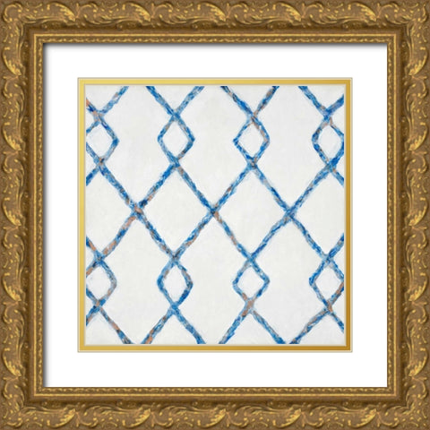 Delft Blue Pattern 2 Gold Ornate Wood Framed Art Print with Double Matting by Smith, Hope