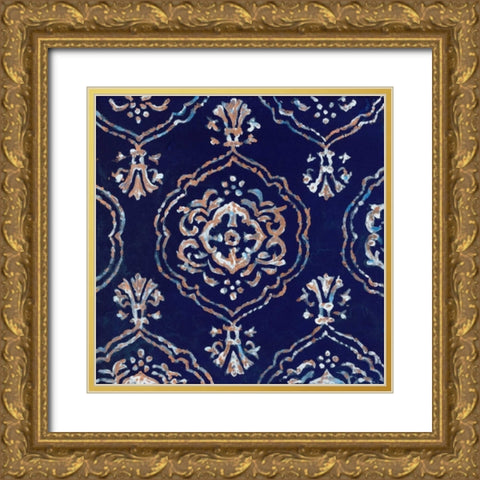 Delft Blue Pattern 4 Gold Ornate Wood Framed Art Print with Double Matting by Smith, Hope