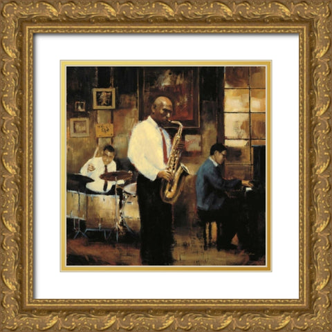 Latin Quarter Jazz Gold Ornate Wood Framed Art Print with Double Matting by Sullivan, Myles