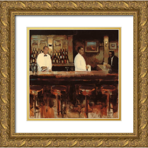 Martini Hour Gold Ornate Wood Framed Art Print with Double Matting by Sullivan, Myles