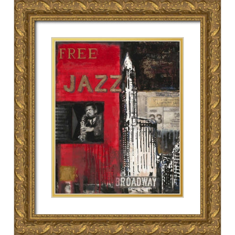 Free Jazz Gold Ornate Wood Framed Art Print with Double Matting by Sullivan, Myles