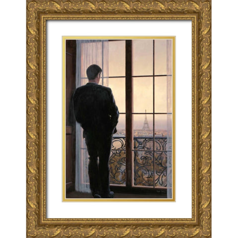 Waiting for Paris 1 Gold Ornate Wood Framed Art Print with Double Matting by Sullivan, Myles