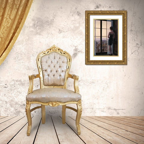 Waiting for Paris 2 Gold Ornate Wood Framed Art Print with Double Matting by Sullivan, Myles