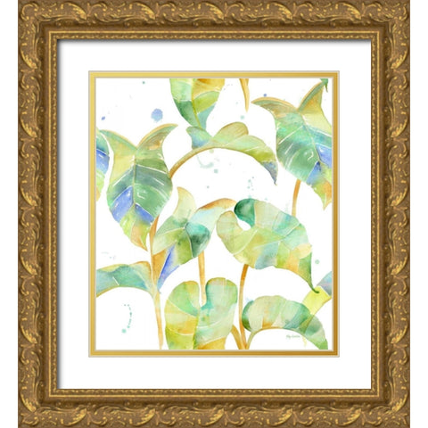 Watercolour Tropical Pattern 2 Gold Ornate Wood Framed Art Print with Double Matting by Escobedo, Mary