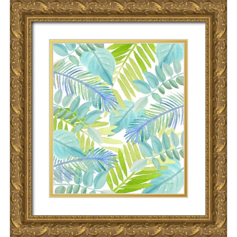 Watercolour Tropical Pattern 3 Gold Ornate Wood Framed Art Print with Double Matting by Escobedo, Mary