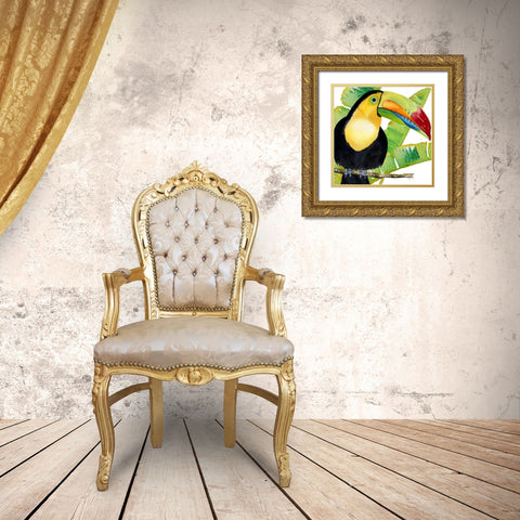 Tropical Toucan Gold Ornate Wood Framed Art Print with Double Matting by Escobedo, Mary