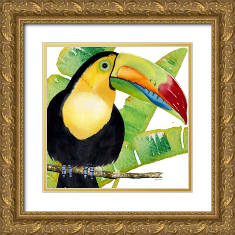 Tropical Toucan Gold Ornate Wood Framed Art Print with Double Matting by Escobedo, Mary