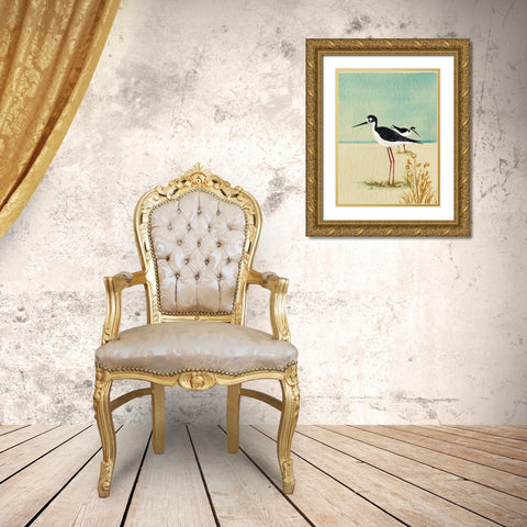 Seabirds By The Sea Gold Ornate Wood Framed Art Print with Double Matting by Escobedo, Mary