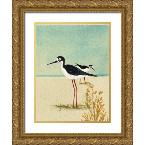 Seabirds By The Sea Gold Ornate Wood Framed Art Print with Double Matting by Escobedo, Mary
