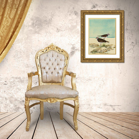 Killdeer By The Sea Gold Ornate Wood Framed Art Print with Double Matting by Escobedo, Mary