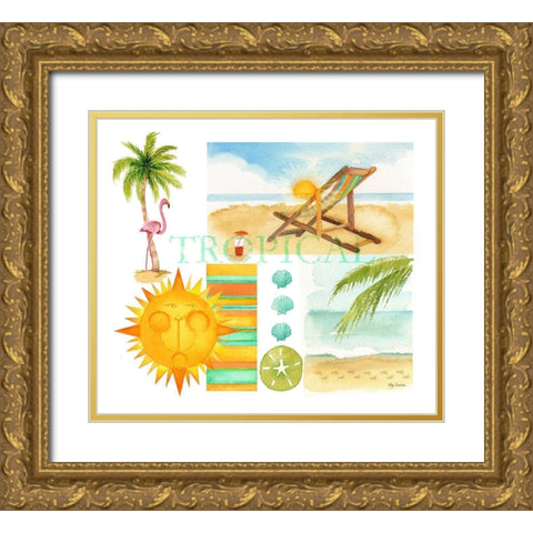 Tropical Sun Gold Ornate Wood Framed Art Print with Double Matting by Escobedo, Mary
