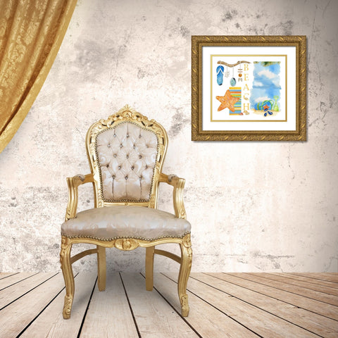 Beach Memories Gold Ornate Wood Framed Art Print with Double Matting by Escobedo, Mary