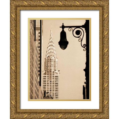 Chrysler Building Gold Ornate Wood Framed Art Print with Double Matting by Gleyzer, Sasha