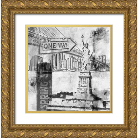 New York One Way  Gold Ornate Wood Framed Art Print with Double Matting by Abbott, Sara