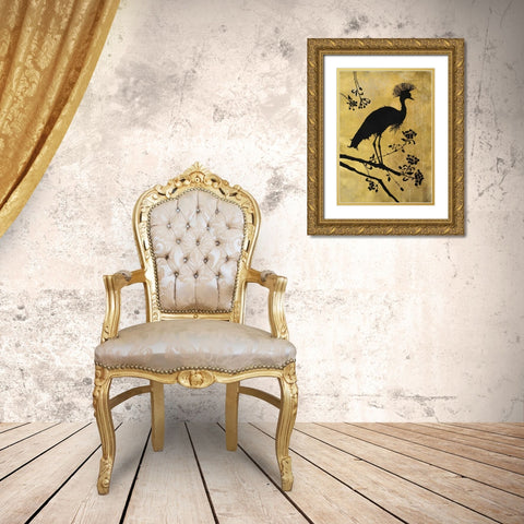 Golden Crowned Crane Gold Ornate Wood Framed Art Print with Double Matting by Ioco, Filippo