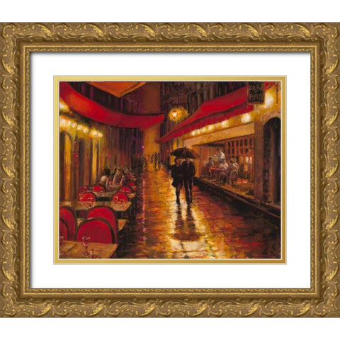 Moonlight Walk Gold Ornate Wood Framed Art Print with Double Matting by Amber, Zeph