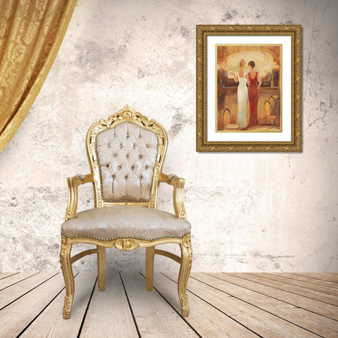 Afternoon Cocktails Gold Ornate Wood Framed Art Print with Double Matting by Amber, Zeph