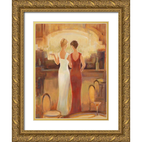 Afternoon Cocktails Gold Ornate Wood Framed Art Print with Double Matting by Amber, Zeph