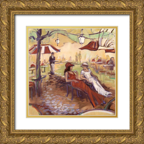 Afternoon TÃªte-Ã -tÃªte Gold Ornate Wood Framed Art Print with Double Matting by Amber, Zeph