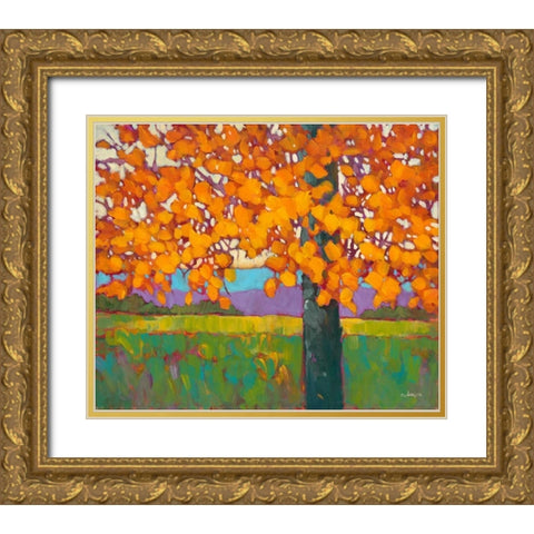 Vibrant Autumn Gold Ornate Wood Framed Art Print with Double Matting by Charles, J.